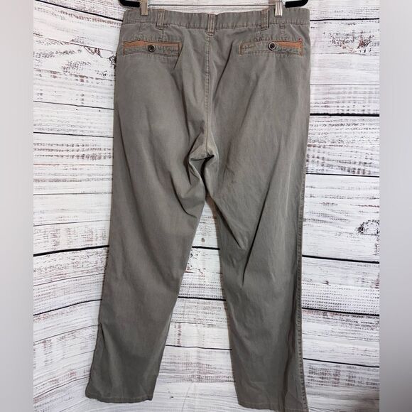 Meyer Jeans Mens Sz 35 / 31 Tan cotton blend Diego pin striped Modern Fit chino - Picture 2 of 14